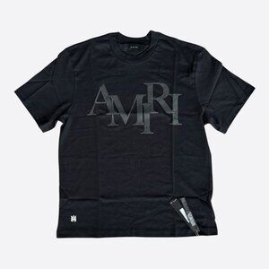 Amiri Black & Grey Staggered Logo T-Shirt